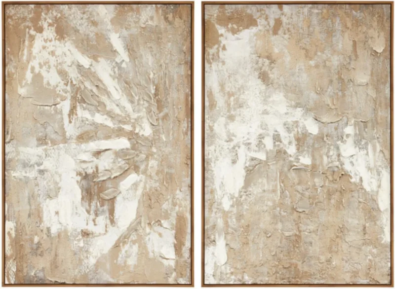 Set of 2 Neutral Textured Wall Art