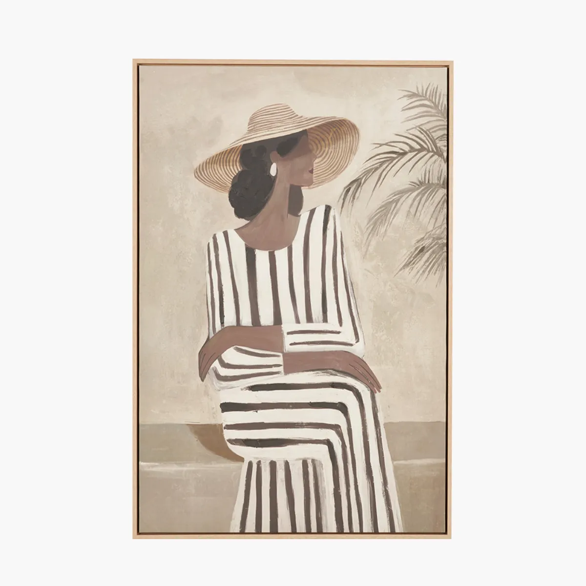 Striped Dress Lady Canvas with Natural Frame