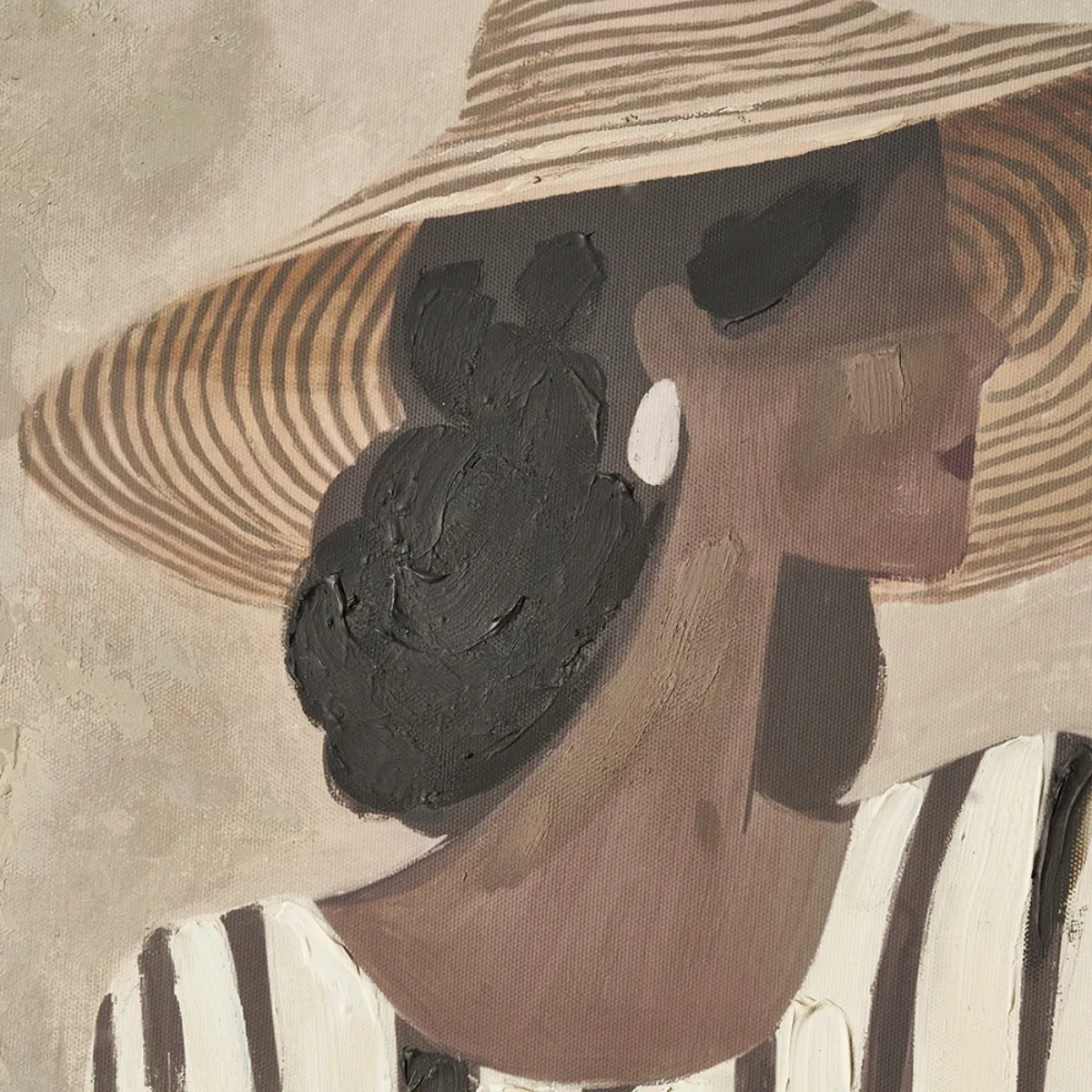 Striped Dress Lady Canvas with Natural Frame - Image 2