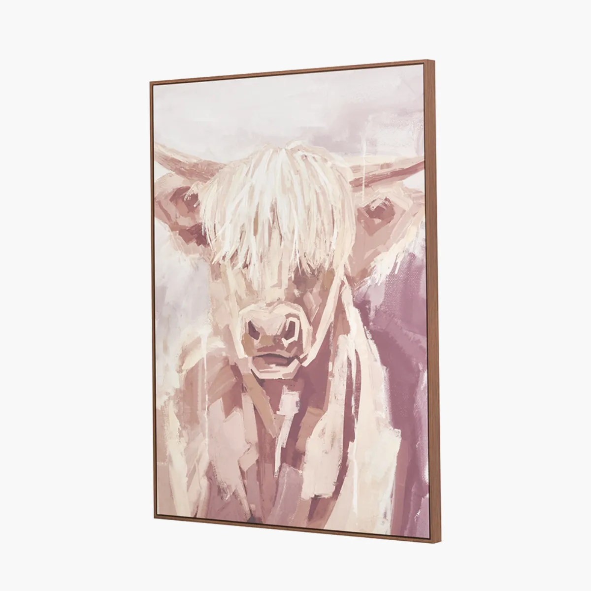 Mulberry and Naturals Highland Cow Canvas with Oak Effect Frame - Image 2