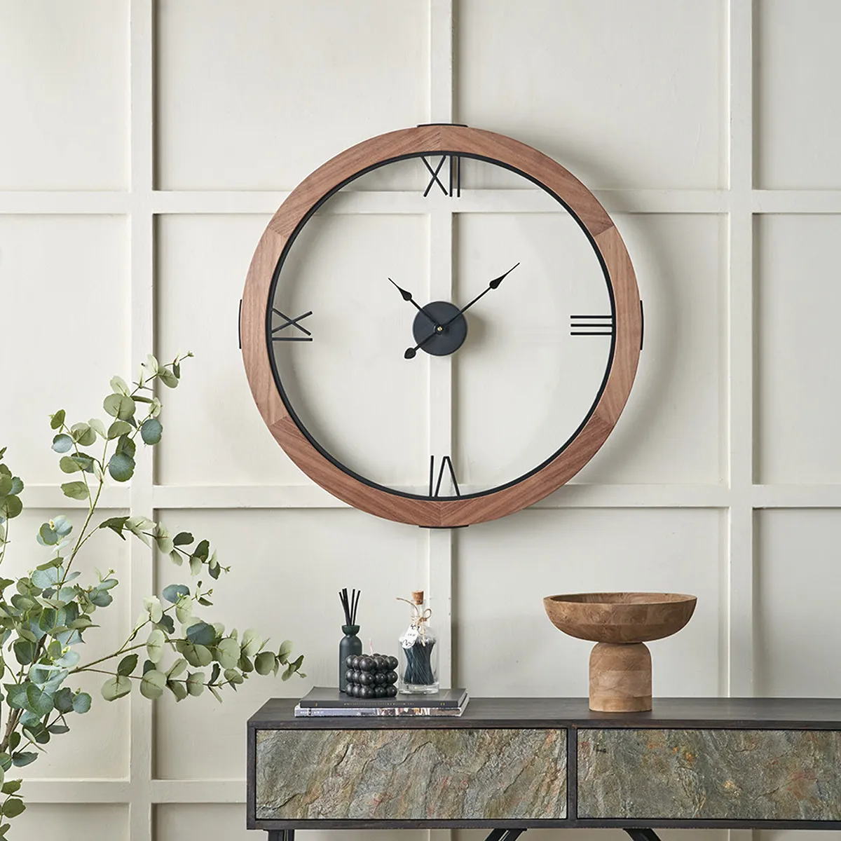 Walnut Wood Effect Wall Clock